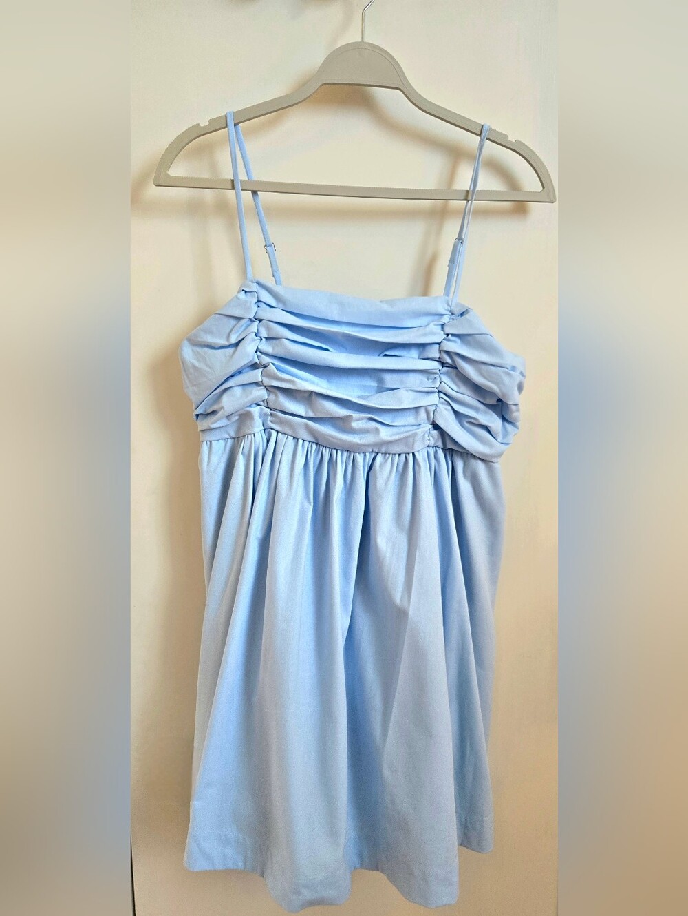 New Light Blue Ruched Bodice Mini Dress